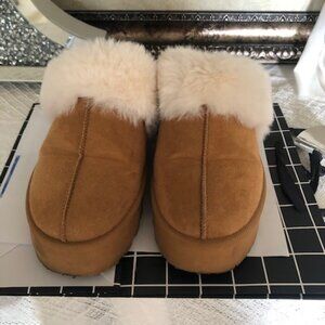 Steve Madden Mellow Faux Fur Cognac Slipper Boot